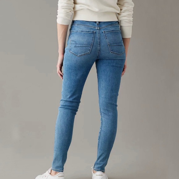 American Eagle (AEO) Jeans Super Hi-Rise Jegging Medium Vintage Sz 8 Short EUC - Picture 3 of 12